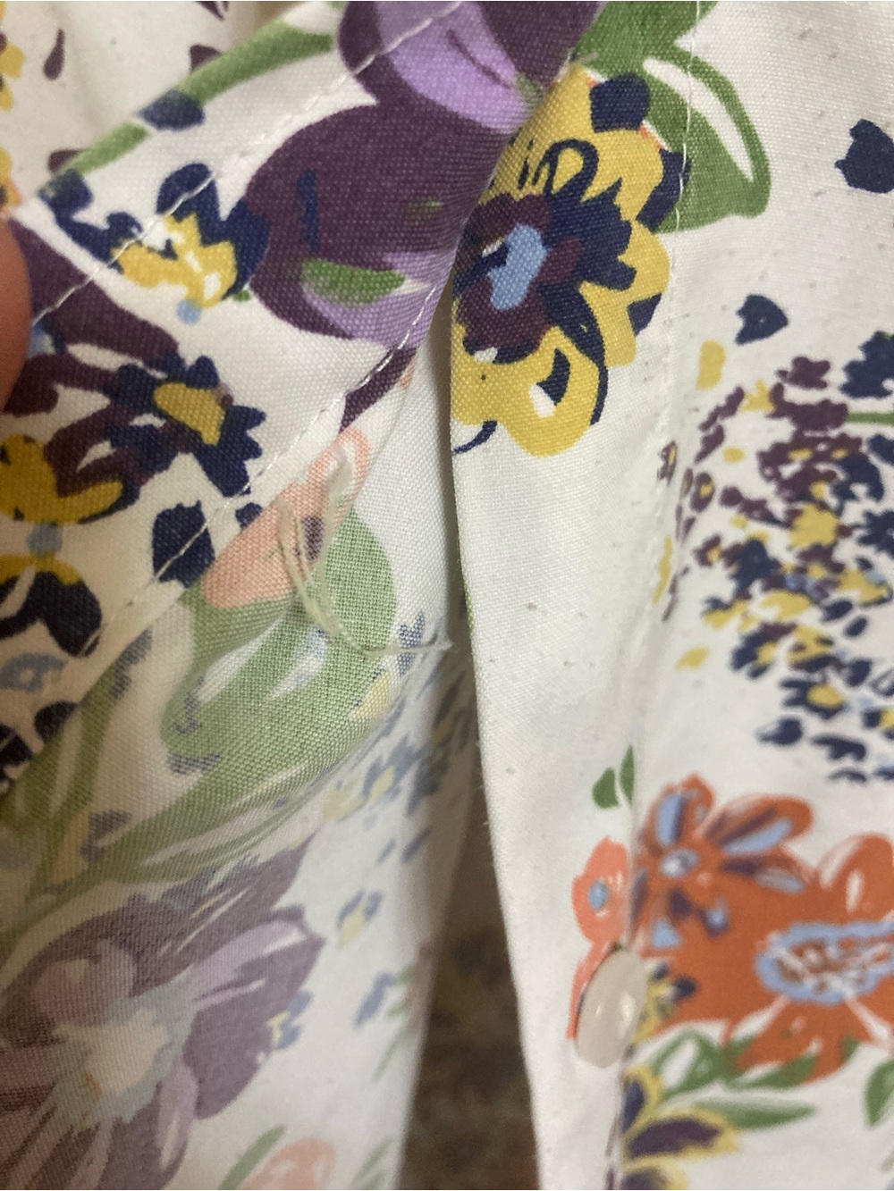 BLAIR white floral button-up blouse with purple, orange & yellow accents in XXL - Picture 5 of 12